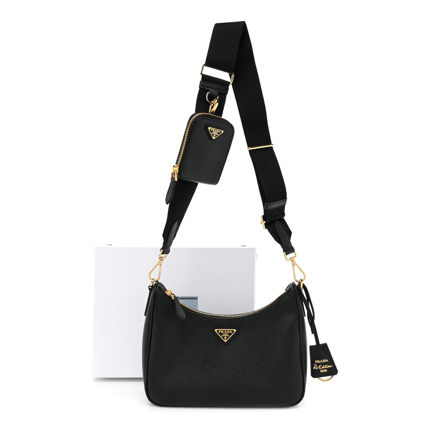 Saffiano Lux Re-Edition 2005 Shoulder Bag Black