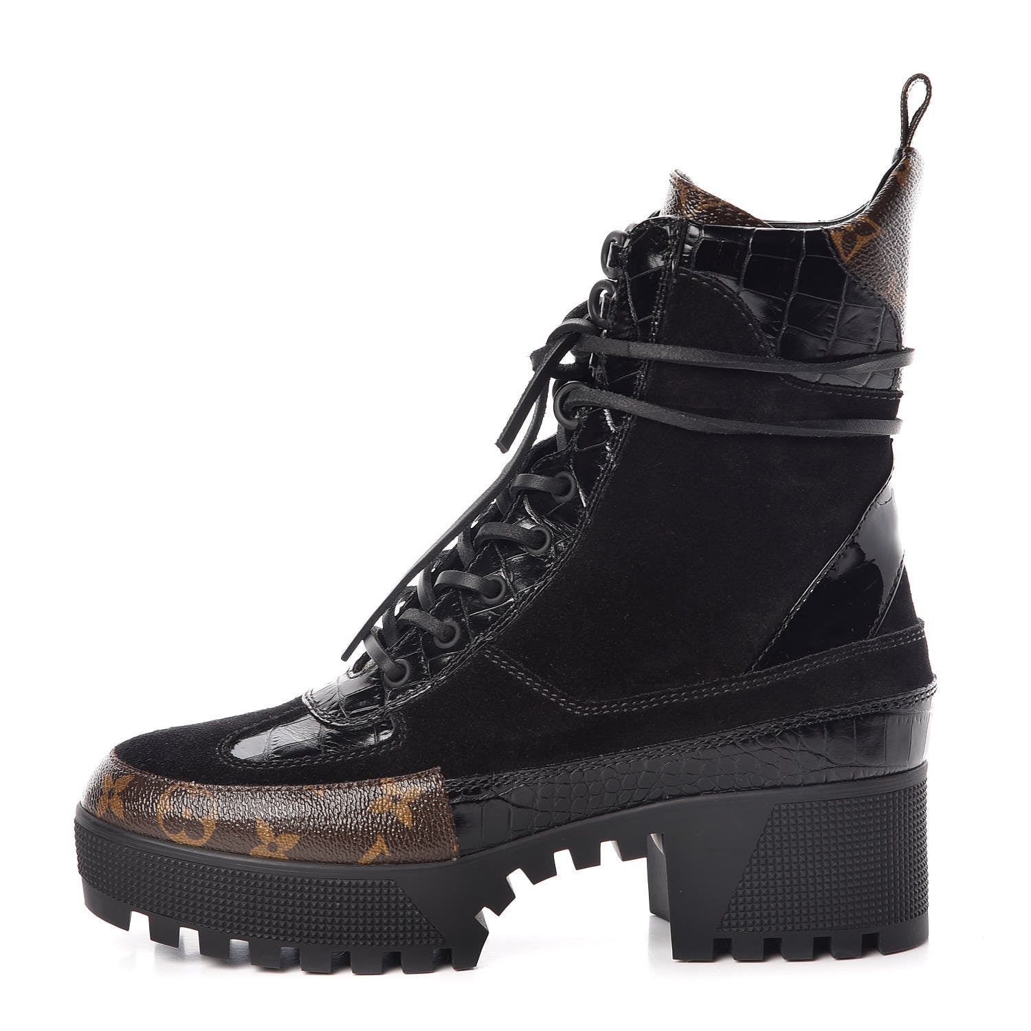 Louis Vuitton Suede Calfskin Monogram Laureate Platform Desert Boots 40 Black 1 of 7