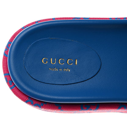 Gucci GG Supreme Joy Monogram Angelina Platform Slide Sandals 39.5 Fuxia Blue 6 of 8