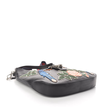 Gucci Calfskin Web Garden Collection Embroidered Medium Dionysus Hobo Black 4 of 9