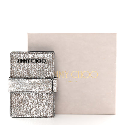 Jimmy Choo Metallic Grainy Goatskin Myla Gusseted Card Holder Platinum 12 of 12