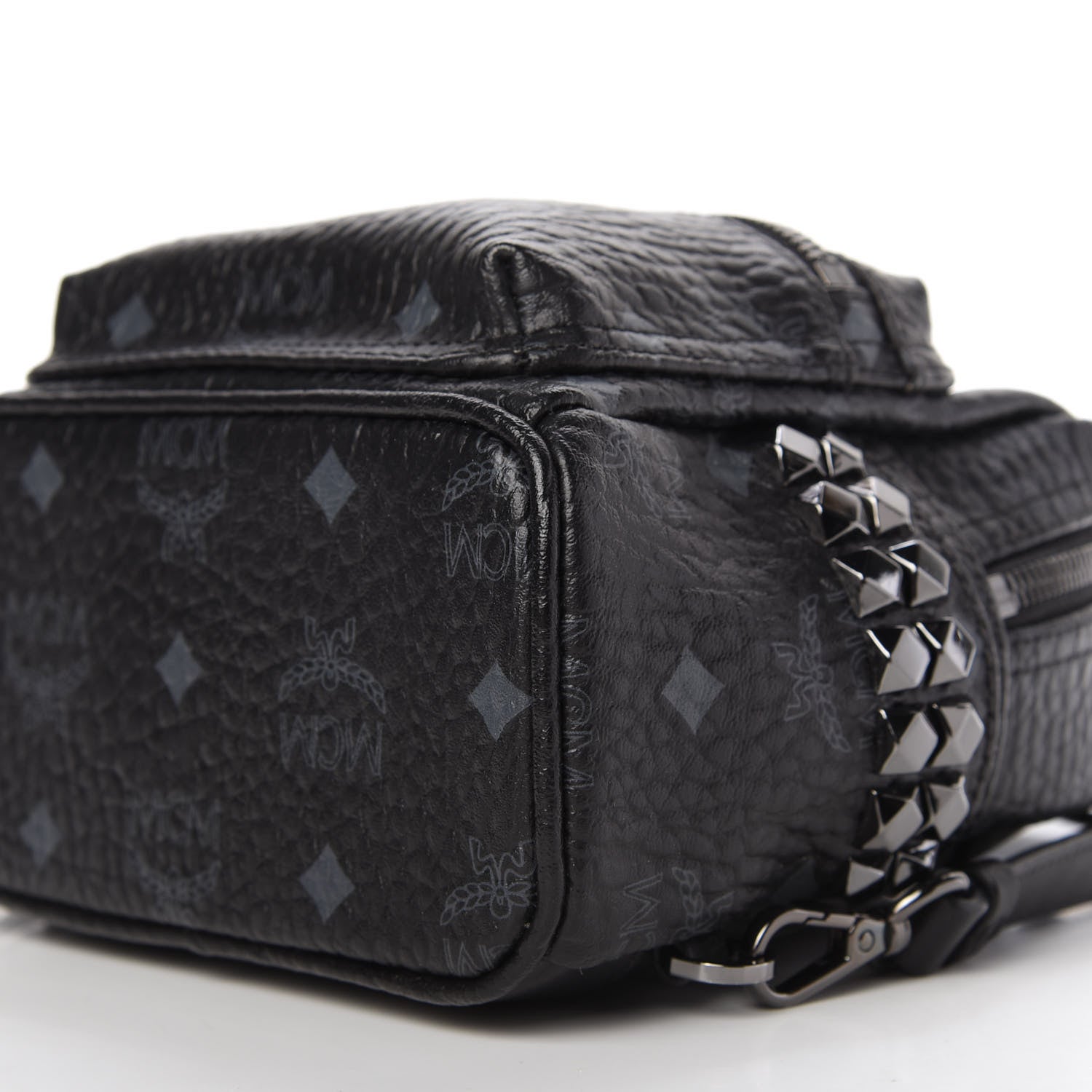MCM Visetos Side Stud X-Mini Stark Bebe Boo Backpack Black 7 of 9