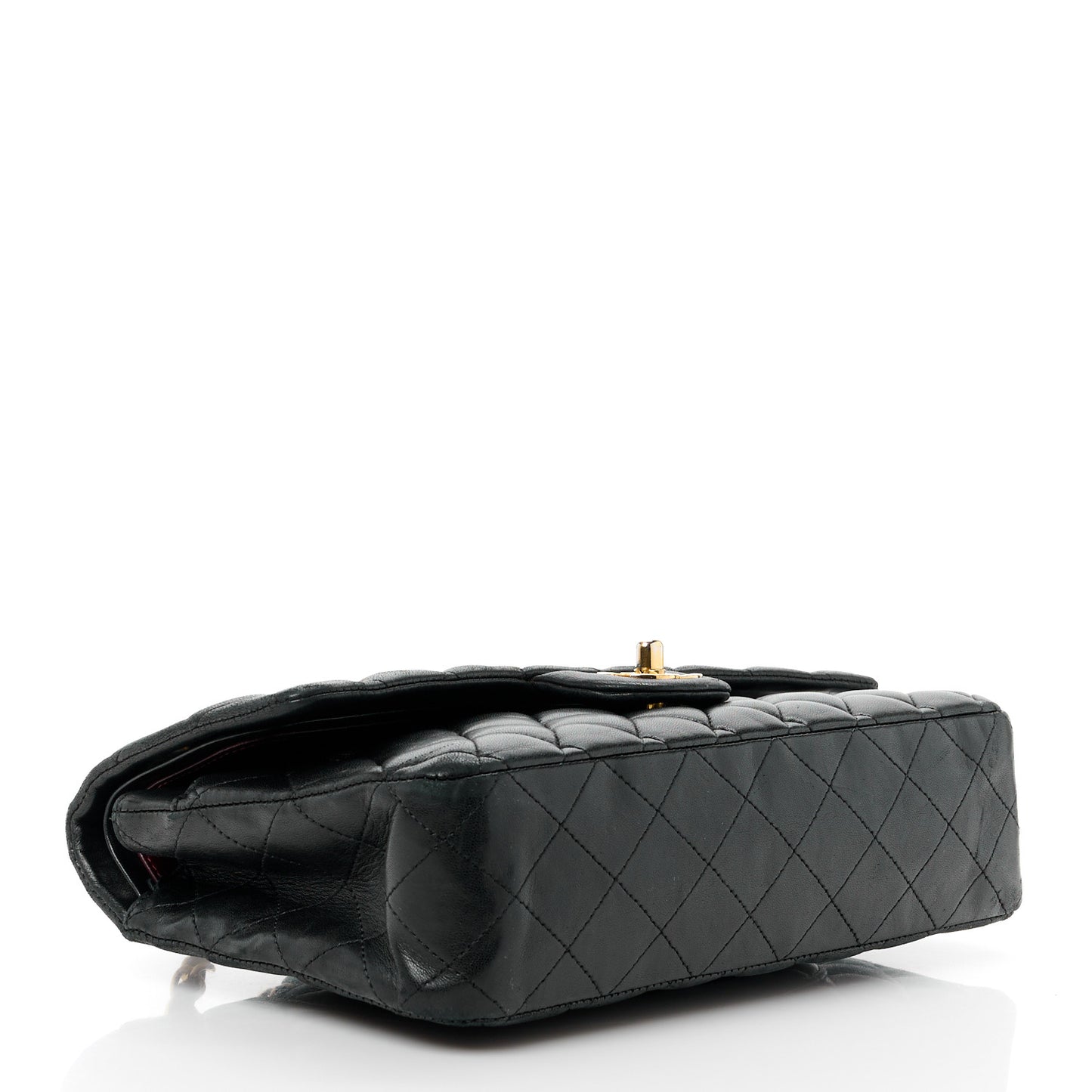 Lambskin Quilted Medium Double Flap Black