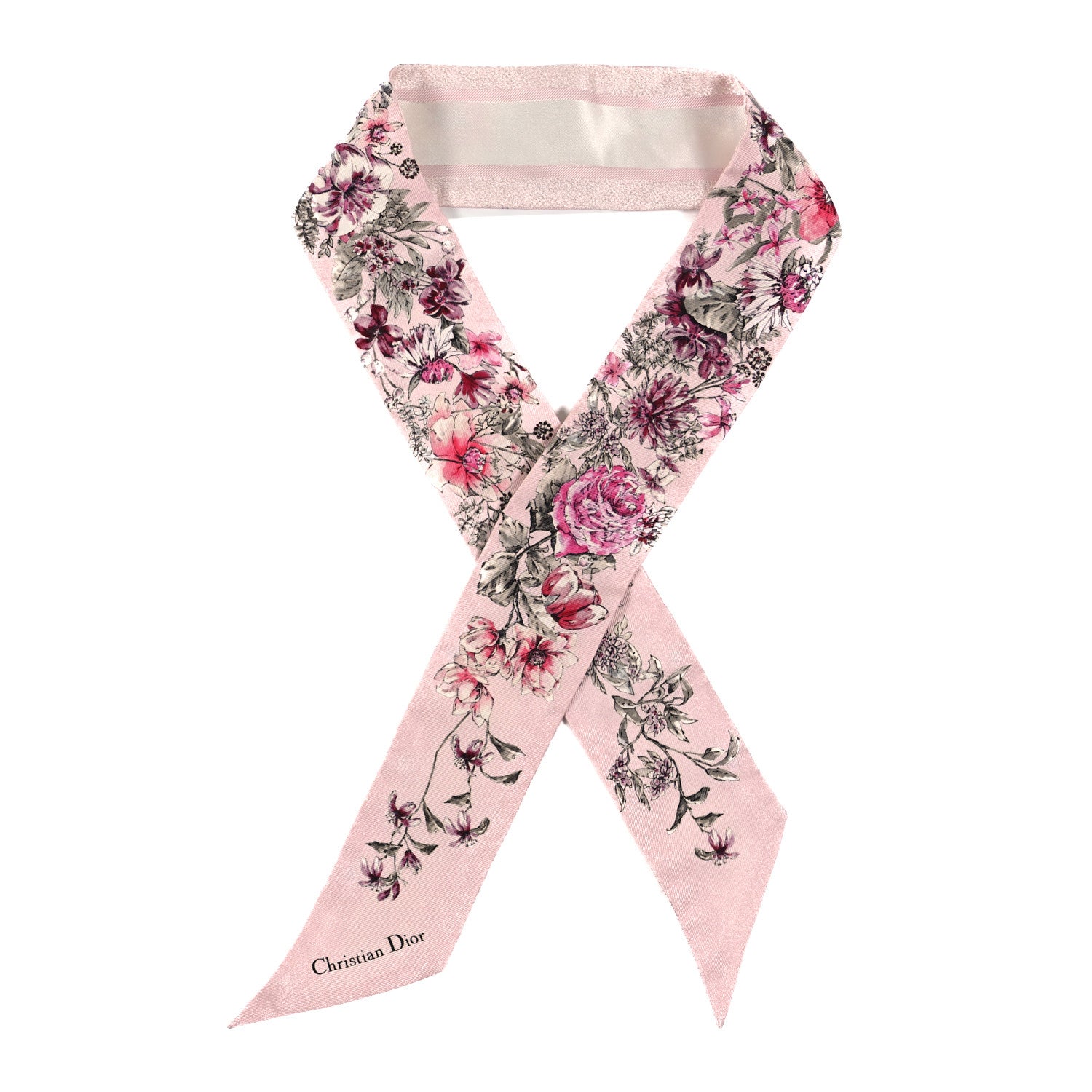 Christian Dior Silk Floral Mitzah Scarf Rose 1 of 3