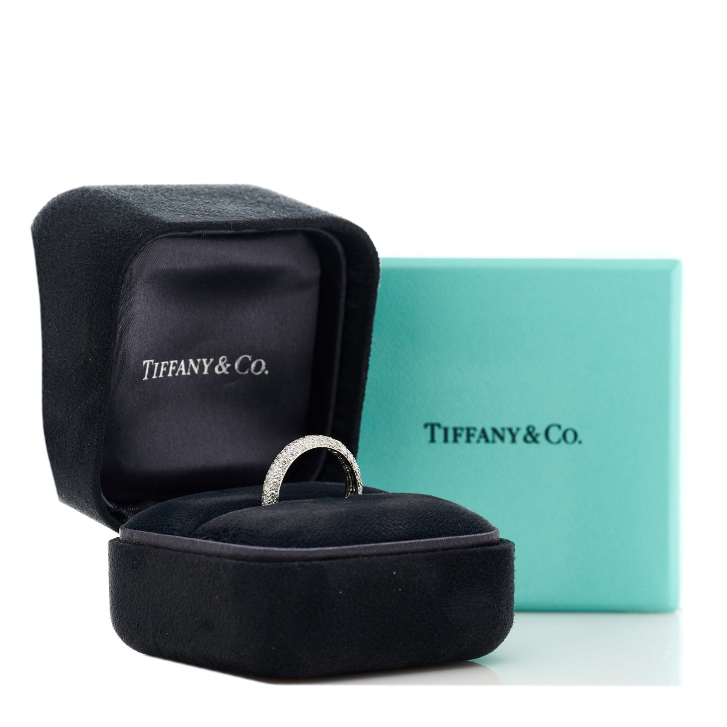 Platinum Diamond Etoile Three-Row Band Ring 54 7