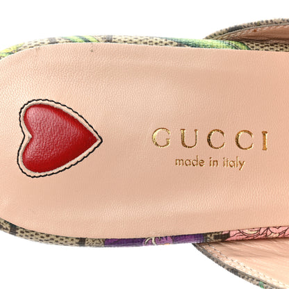 Gucci GG Supreme Monogram Flora Womens Princetown Slippers 37.5 Beige Ebony Multicolor Rosso 7 of 9