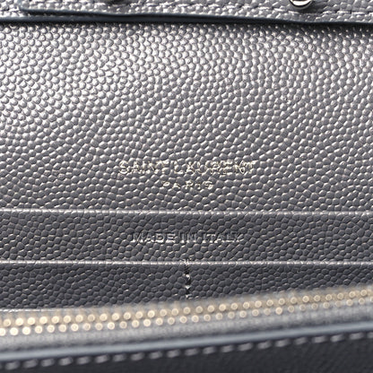 Saint Laurent Grain De Poudre Matelasse Chevron Monogram Chain Wallet Storm 6 of 10