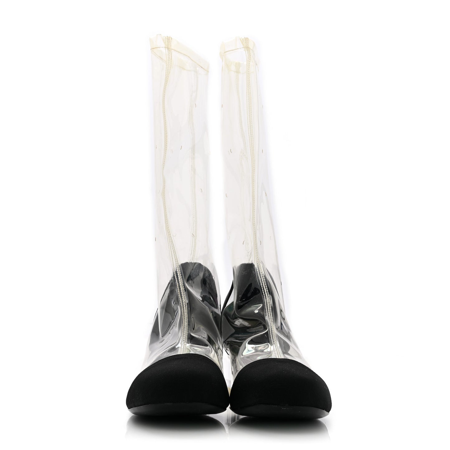 PVC Grosgrain High Boots 36 Transparent Black