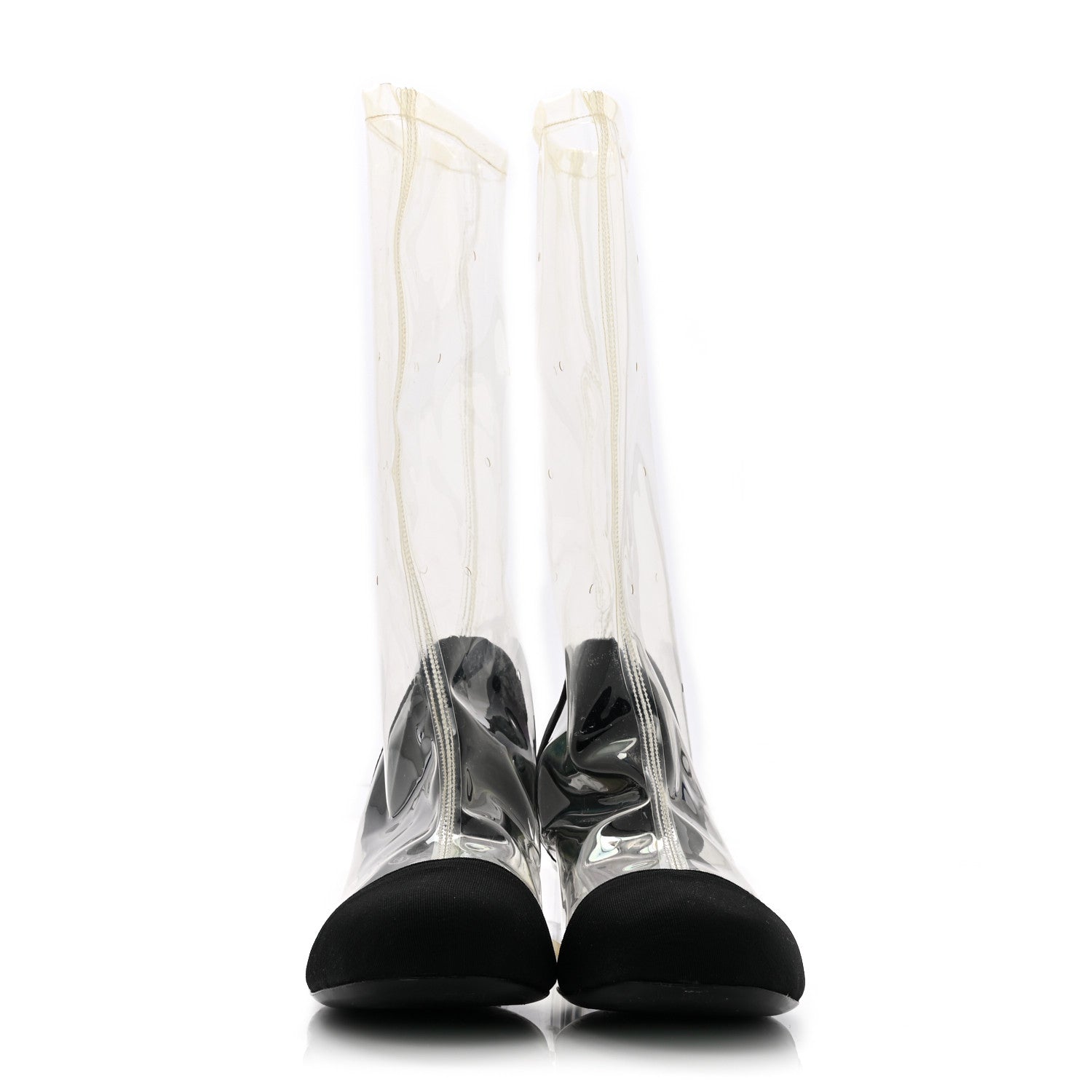 Chanel PVC Grosgrain High Boots 36 Transparent Black 2 of 7