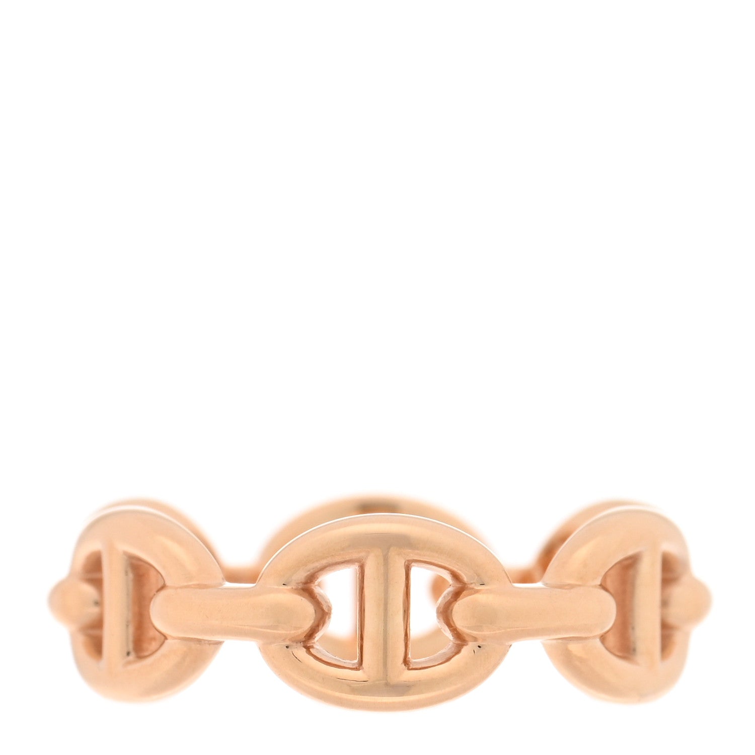 Hermes 18K Rose Gold PM Chaine d'Ancre Enchainee Ring 48 4.5 3 of 5