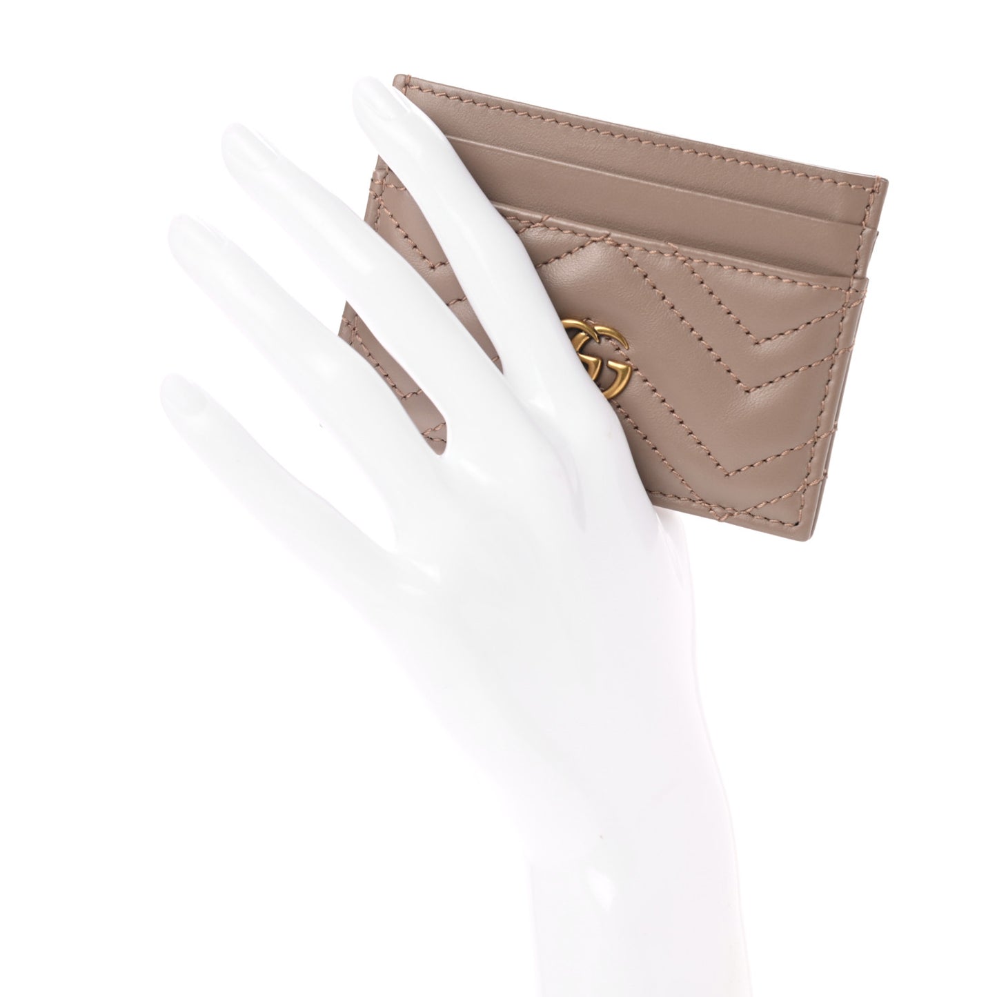 Calfskin Matelasse GG Marmont Card Holder Porcelain Rose
