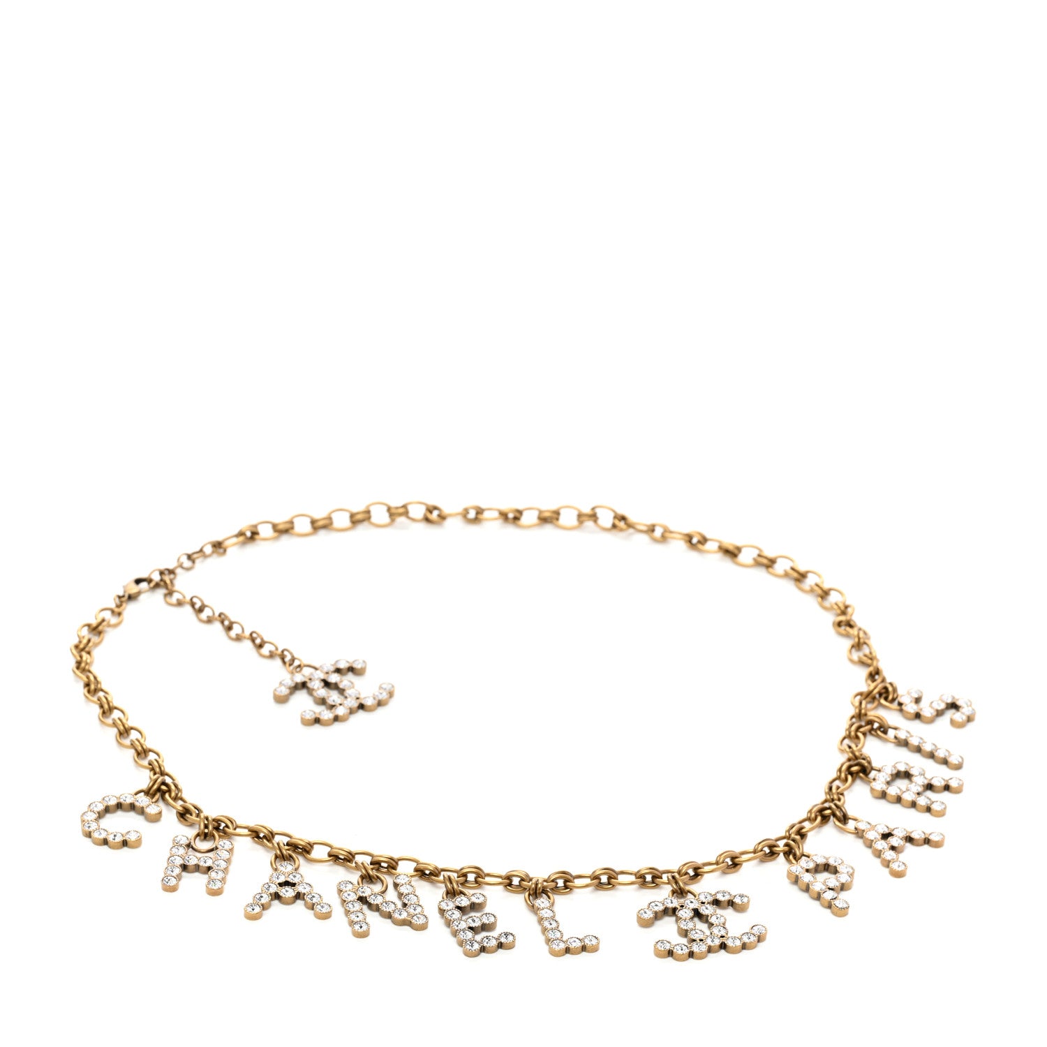Chanel Crystal City of Lights Letter Chain Belt Gold 1 of 6