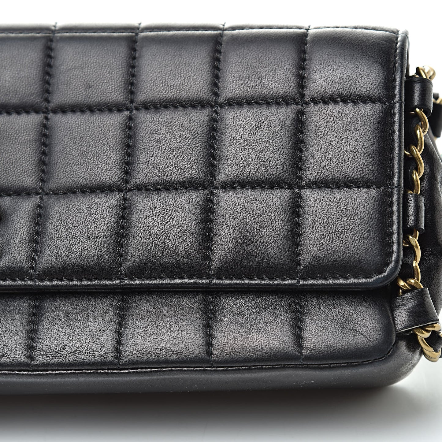 Lambskin East West Chocolate Bar Flap Black