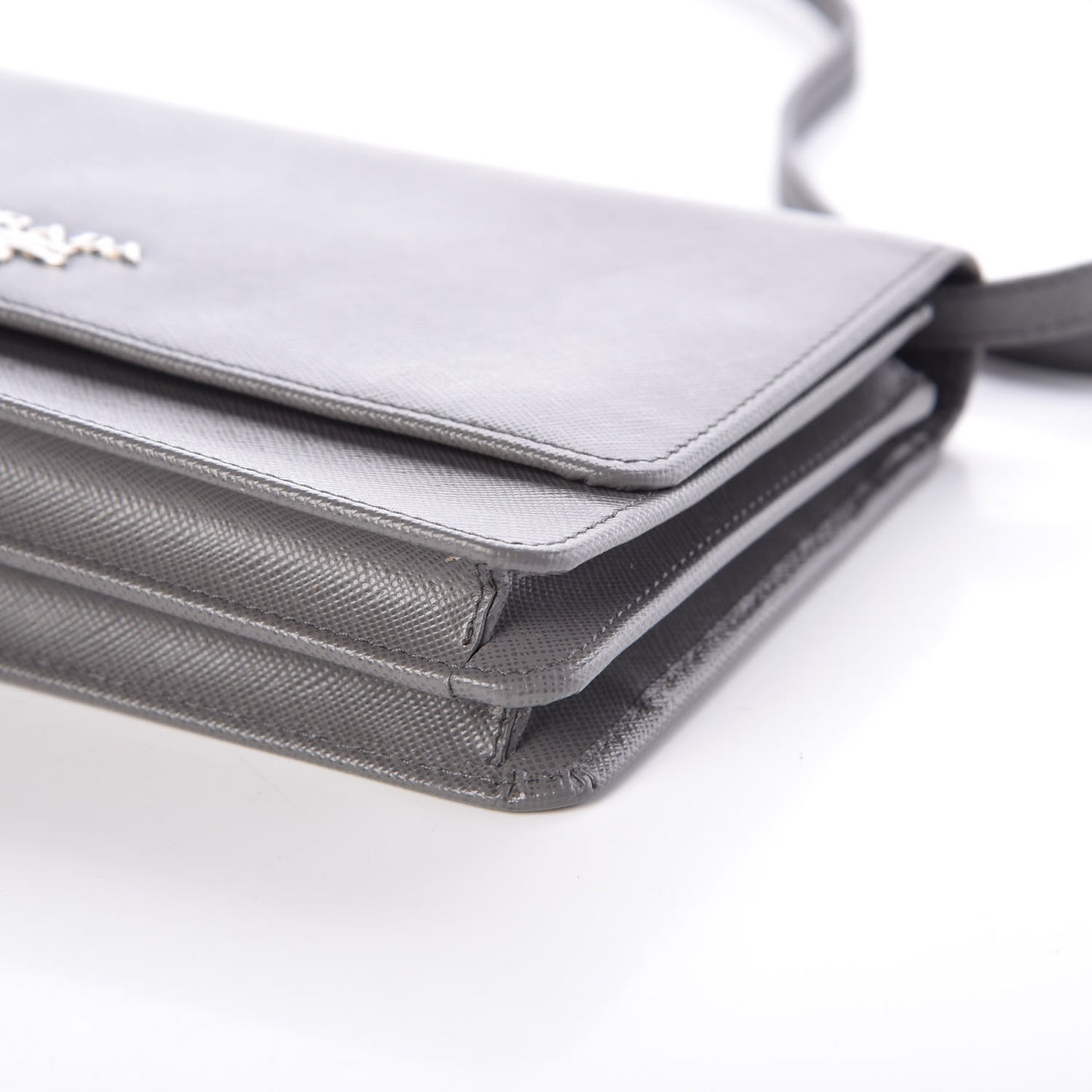 Saffiano Metal Flap Wallet With Strap Marmo