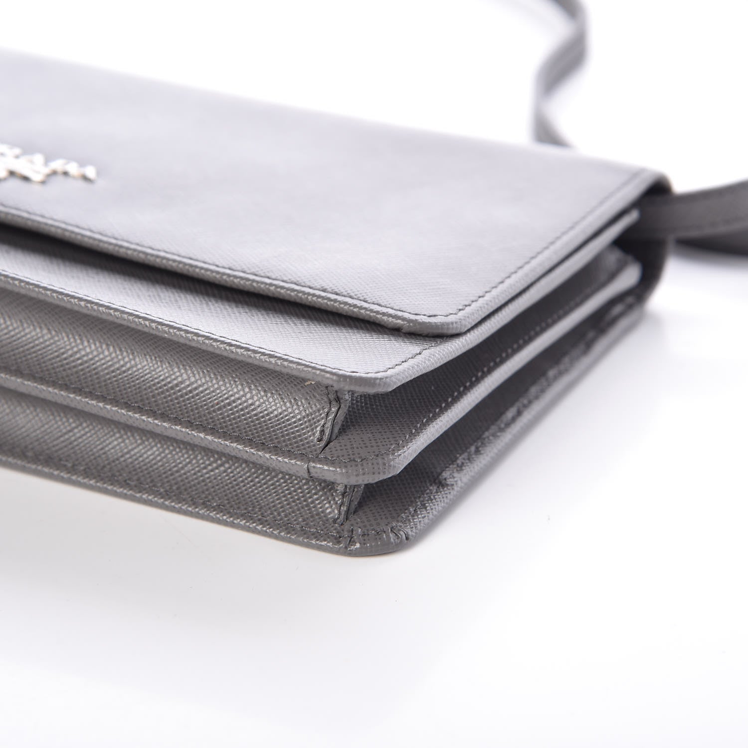 Prada Saffiano Metal Flap Wallet With Strap Marmo 10 of 11