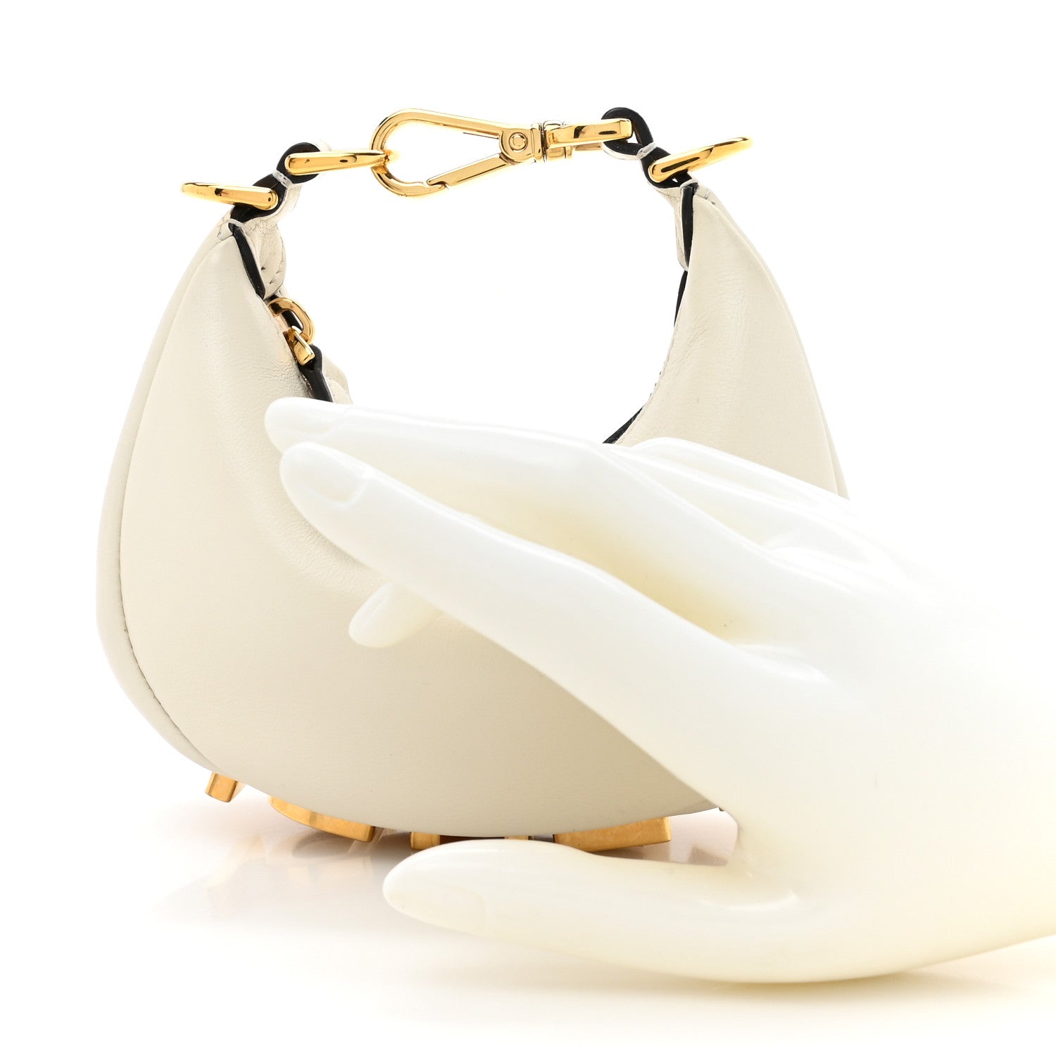 Fendi Vitello Grace Matte Nano Fendigraphy Hobo Charm White Ice 2 of 11