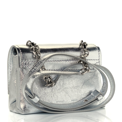 Off-White Calfskin Metallic Small Binder Clip Crossbody Silver 2 of 10