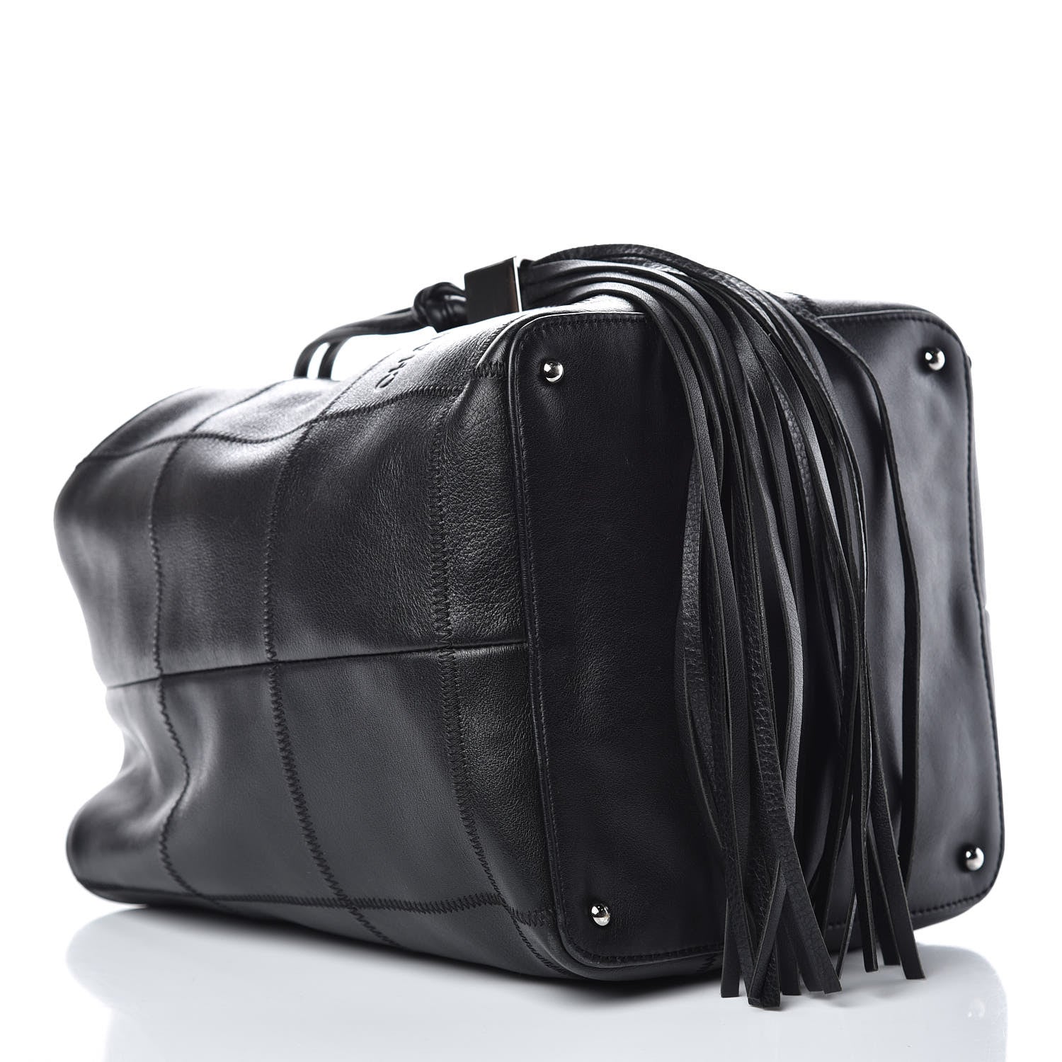 Chanel Calfskin Square Stitched Tassel Hobo Black 4 of 10
