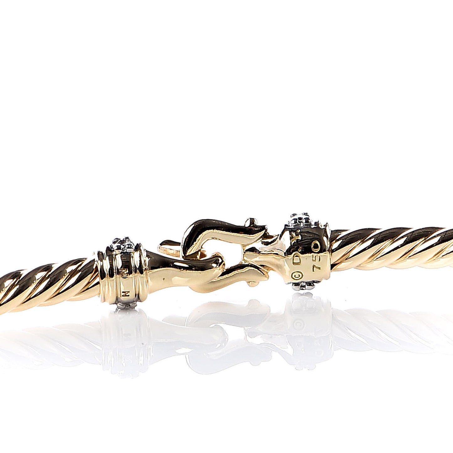 18K Yellow Gold Diamond 2.6mm Cable Collectibles Buckle Bracelet
