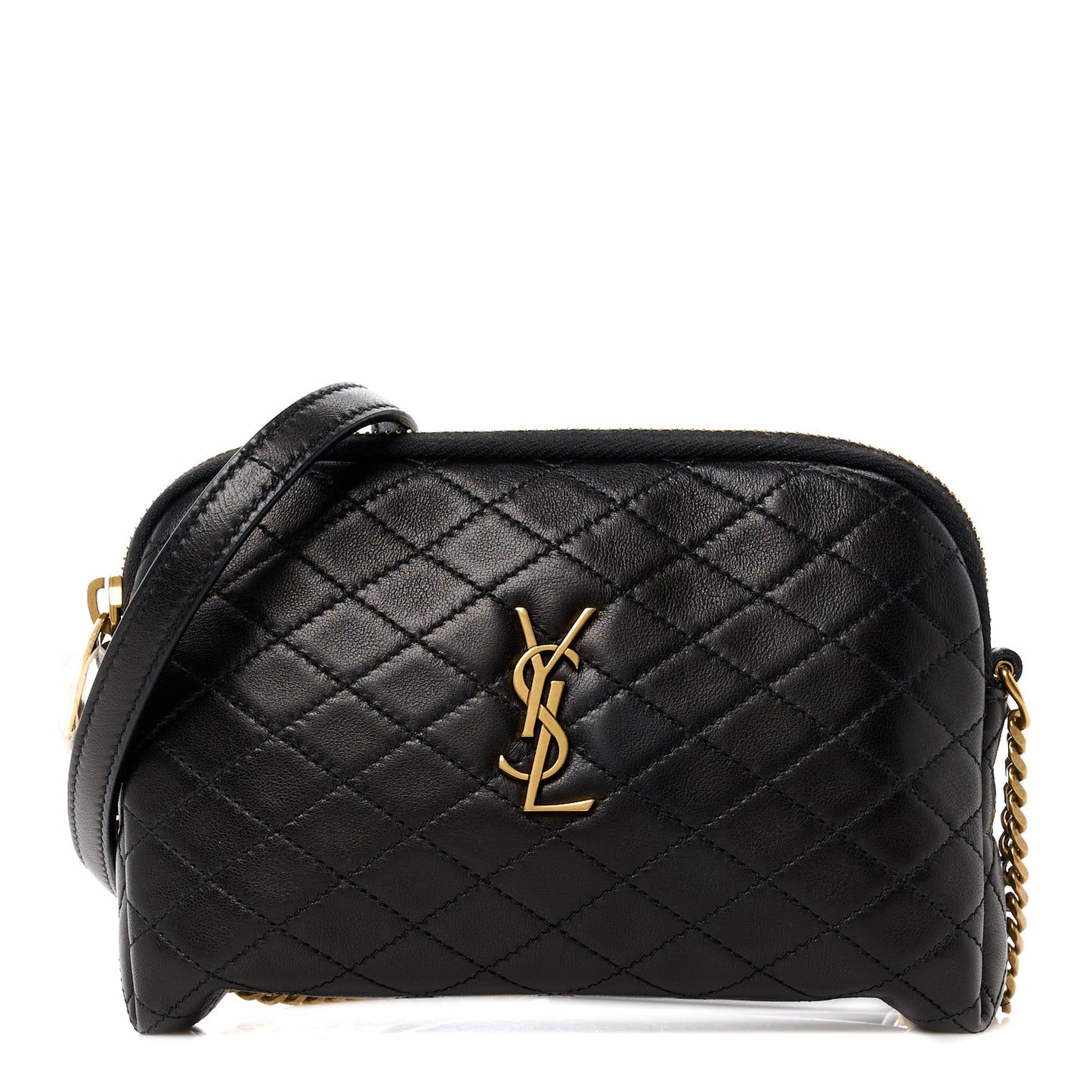 Lambskin Quilted Gaby Zipped Pouch Black