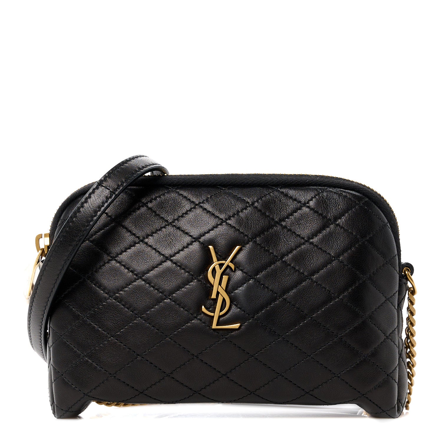 Saint Laurent Lambskin Quilted Gaby Zipped Pouch Black 1 of 10