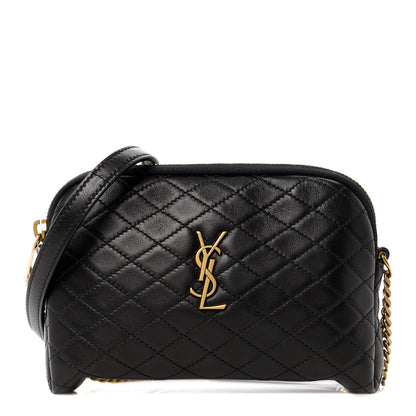 Saint Laurent Lambskin Quilted Gaby Zipped Pouch Black 1 of 10