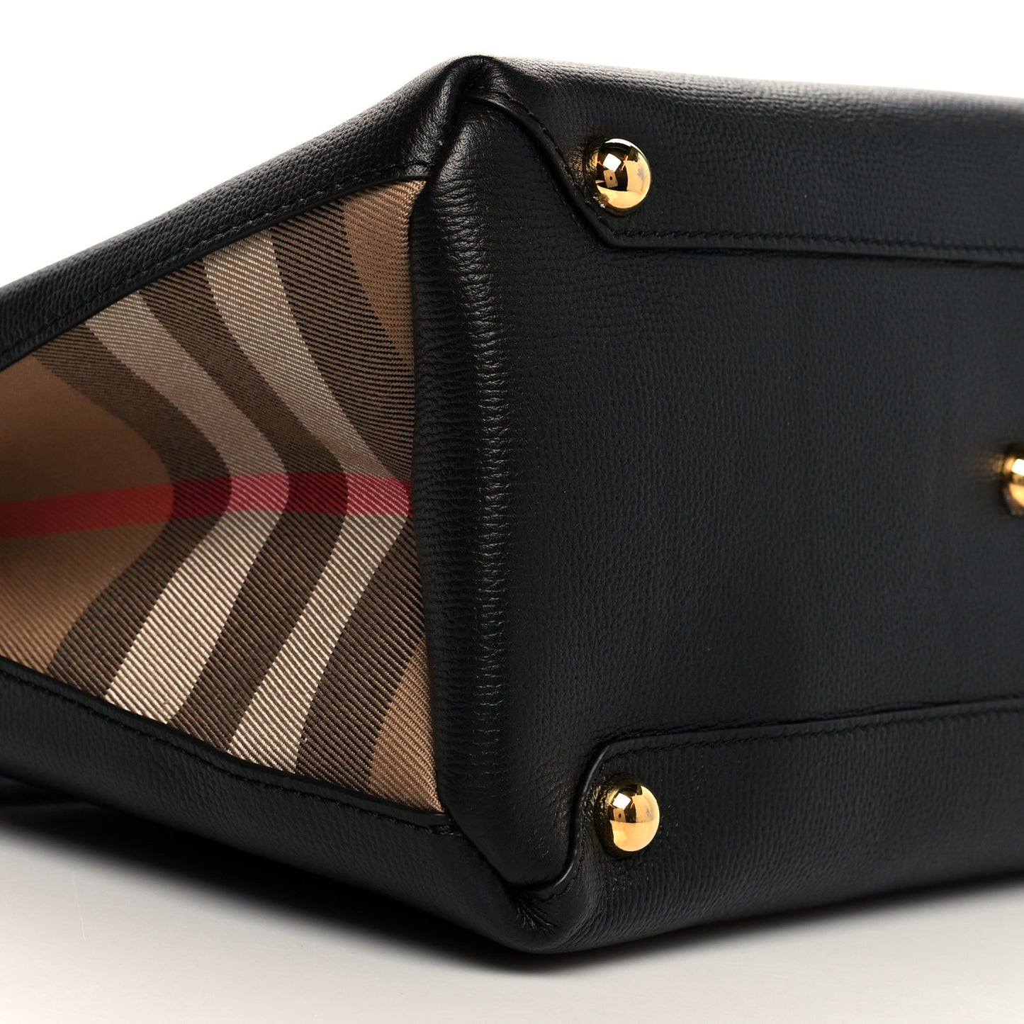 Grainy Calfskin House Check Medium Banner Tote Black