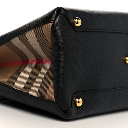 Burberry Grainy Calfskin House Check Medium Banner Tote Black 9 of 10