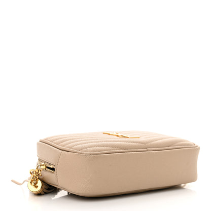 Saint Laurent Grain De Poudre Matelasse Monogram Mini Lou Camera Bag Dark Beige 4 of 16