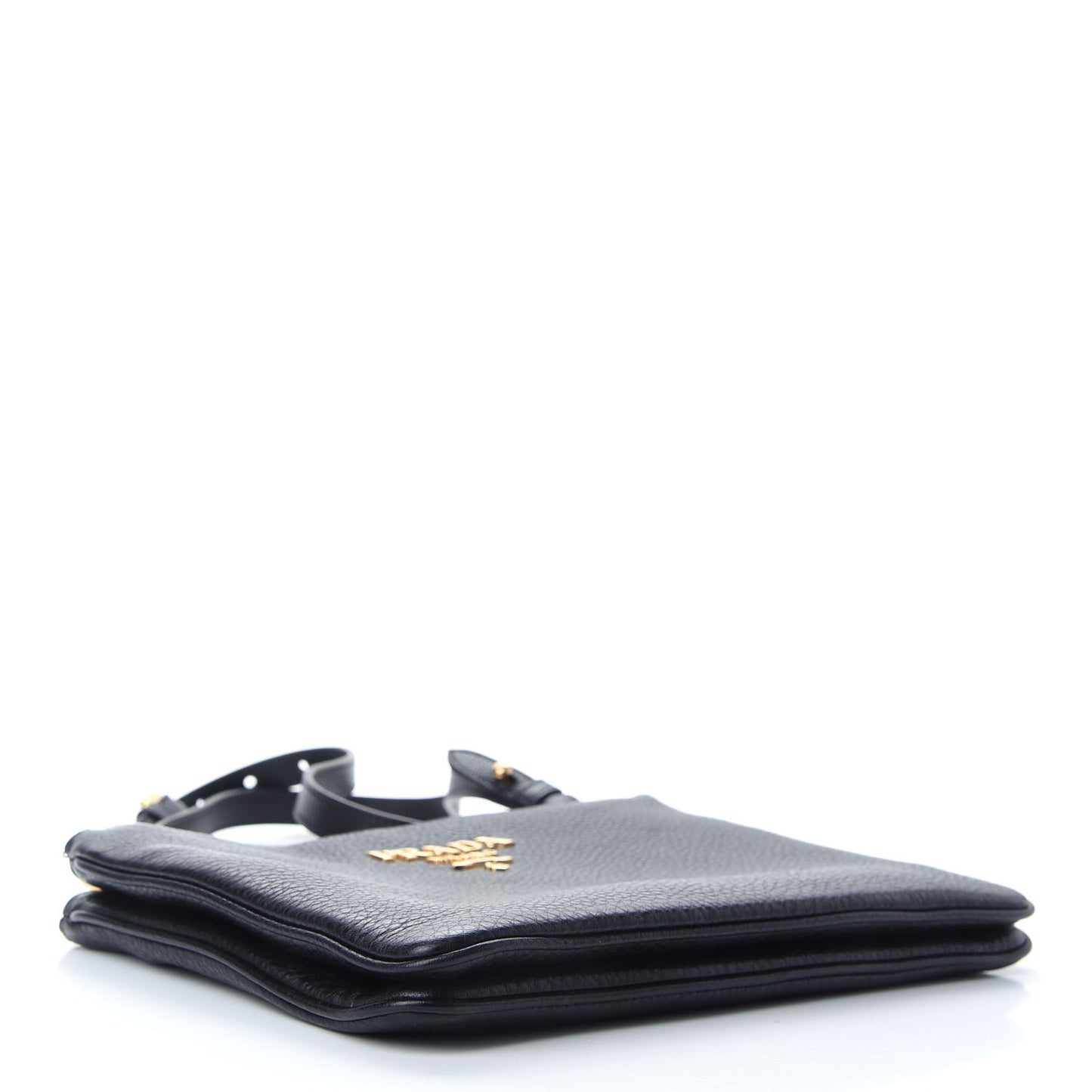 Vitello Daino Double Zip Crossbody Bag Black