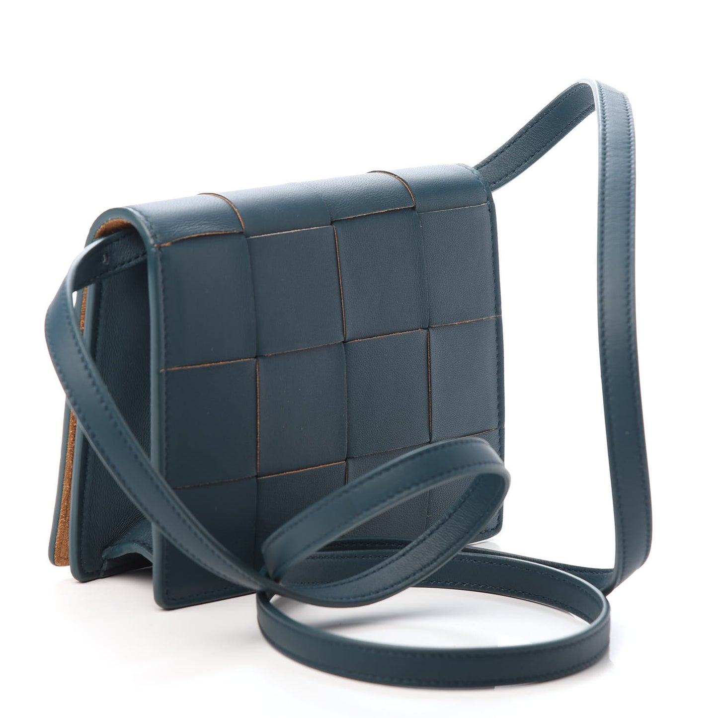 Lambskin Maxi Intrecciato Mini Cassette Crossbody Bag Petrol Blue