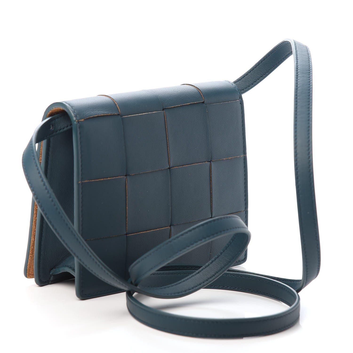 Bottega Veneta Lambskin Maxi Intrecciato Mini Cassette Crossbody Bag Petrol Blue 3 of 9