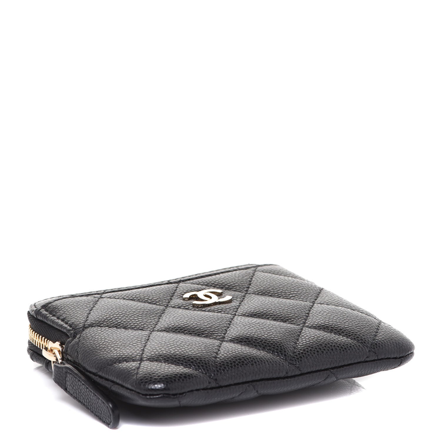 Chanel Caviar Quilted Zip Card Holder Wallet Black 4 of 8