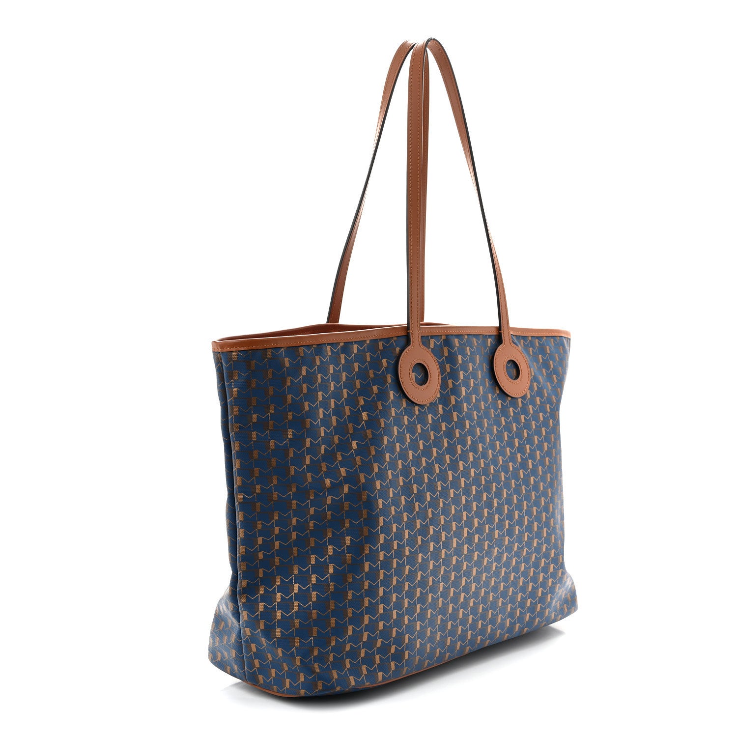 Moynat Canvas 1920 Calfskin Oh! Tote Ruban GM Indigo Bronze Cognac 3 of 10