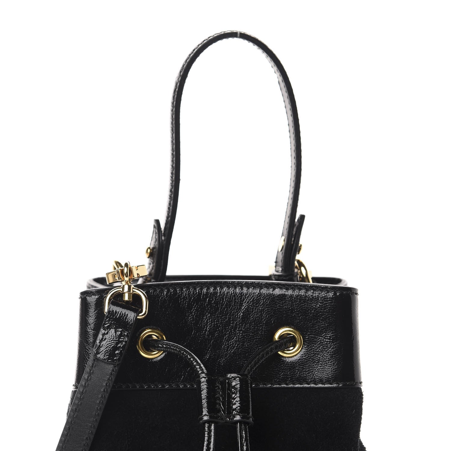 Gucci Suede Patent Web Small Ophidia Bucket Bag Black 10 of 10