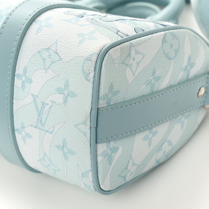 Louis Vuitton Monogram Aquagarden Keepall Bandouliere 25 Crystal Blue 8 of 9