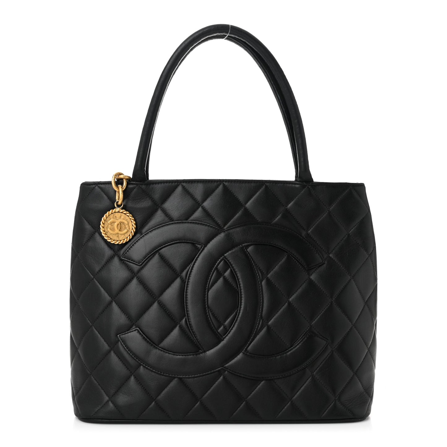 Lambskin Quilted Medallion Tote Black