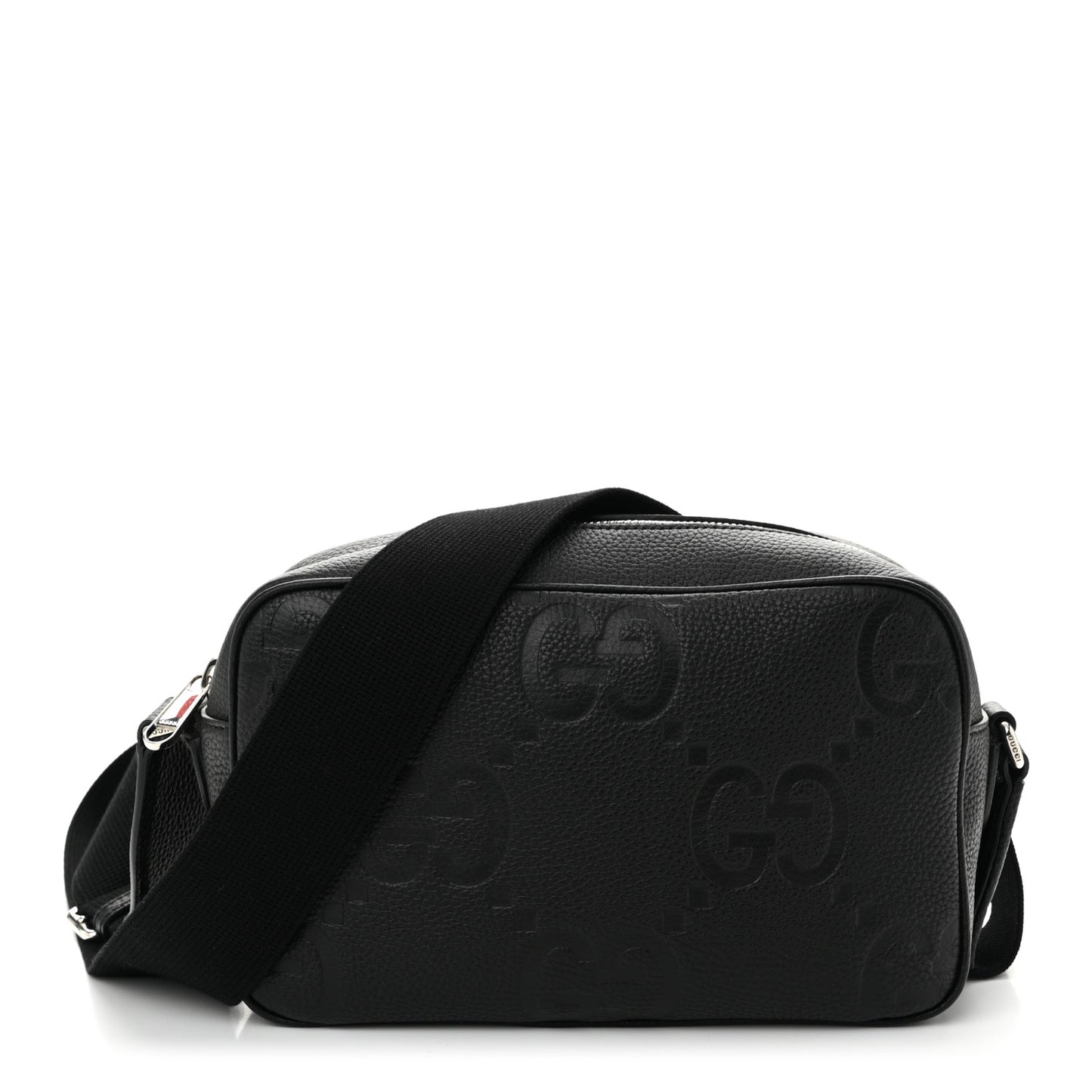 Piuma Calfskin Jumbo GG Embossed Medium Messenger Bag Black
