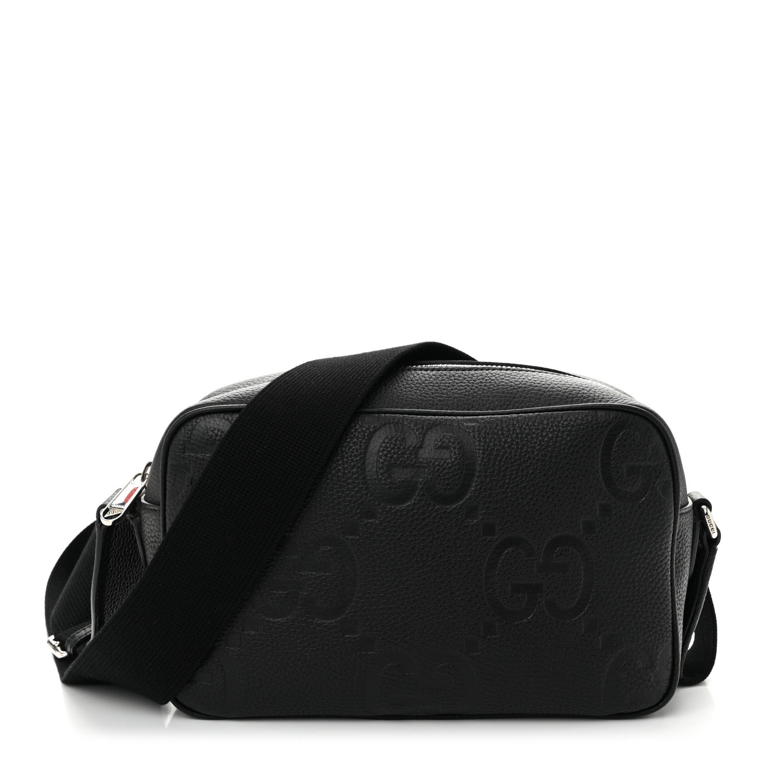 Gucci Piuma Calfskin Jumbo GG Embossed Medium Messenger Bag Black 1 of 10