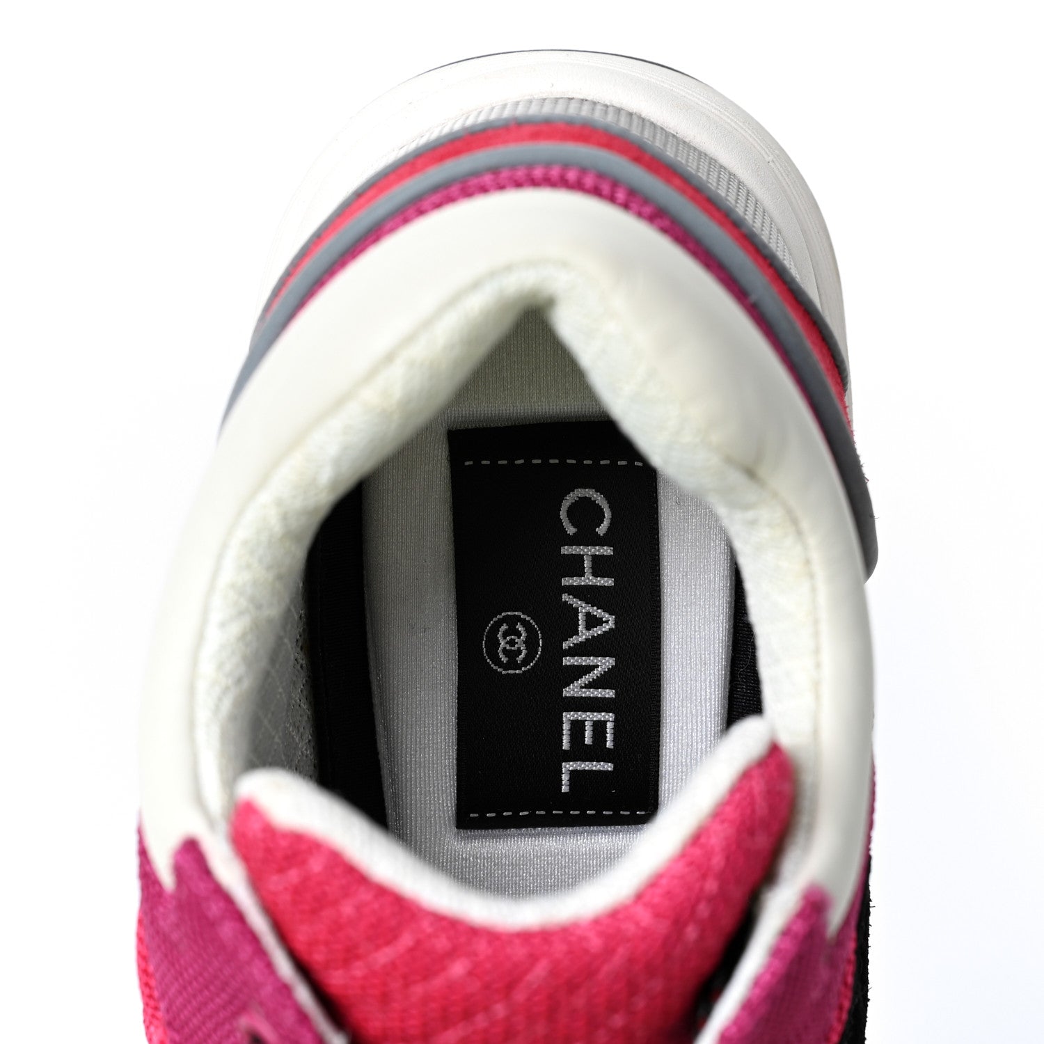 Chanel Mesh Suede Calfskin Grained Calfskin Womens CC Sneakers 37 Dark Pink Silver 7 of 9