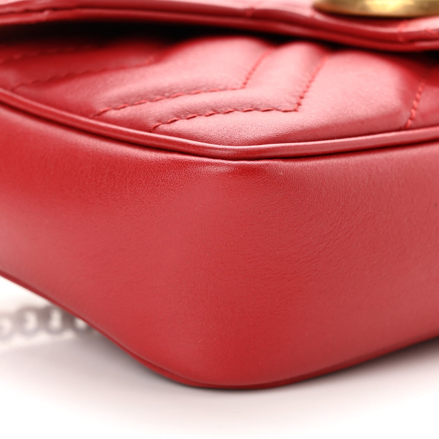 Gucci Calfskin Matelasse Super Mini GG Marmont Shoulder Bag Hibiscus Red 9 of 13