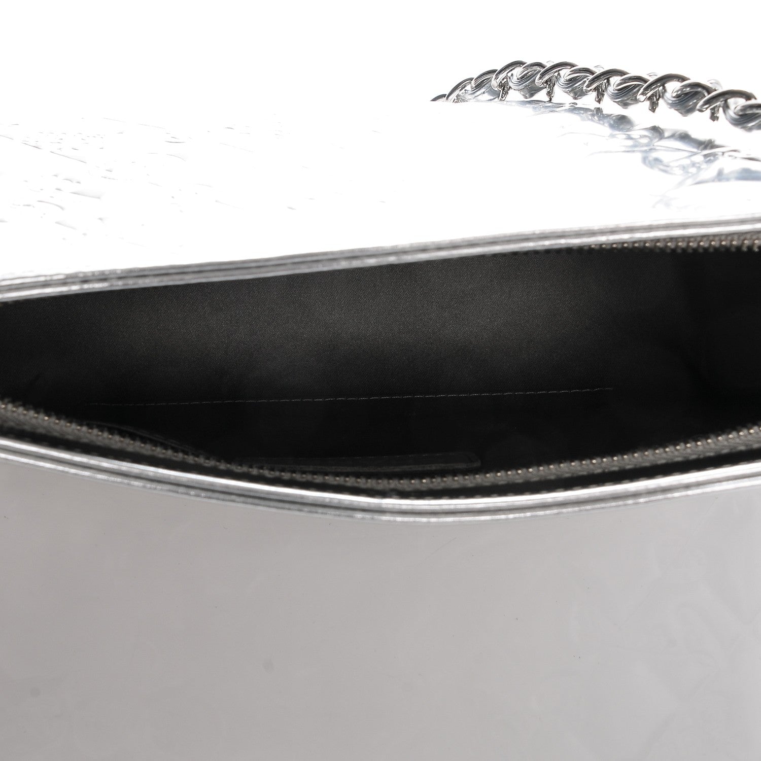 Chanel Metallic Patent Calfskin Lucky Symbols Pochette Silver 5 of 7