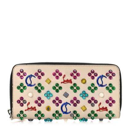 Christian Louboutin Calfskin Panettone Spiked Zip Around Wallet Ivory 1 of 9