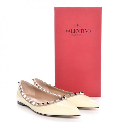 Valentino Garavani Patent Rockstud Ballerina Flats 36 Ivory Poudre 9 of 9