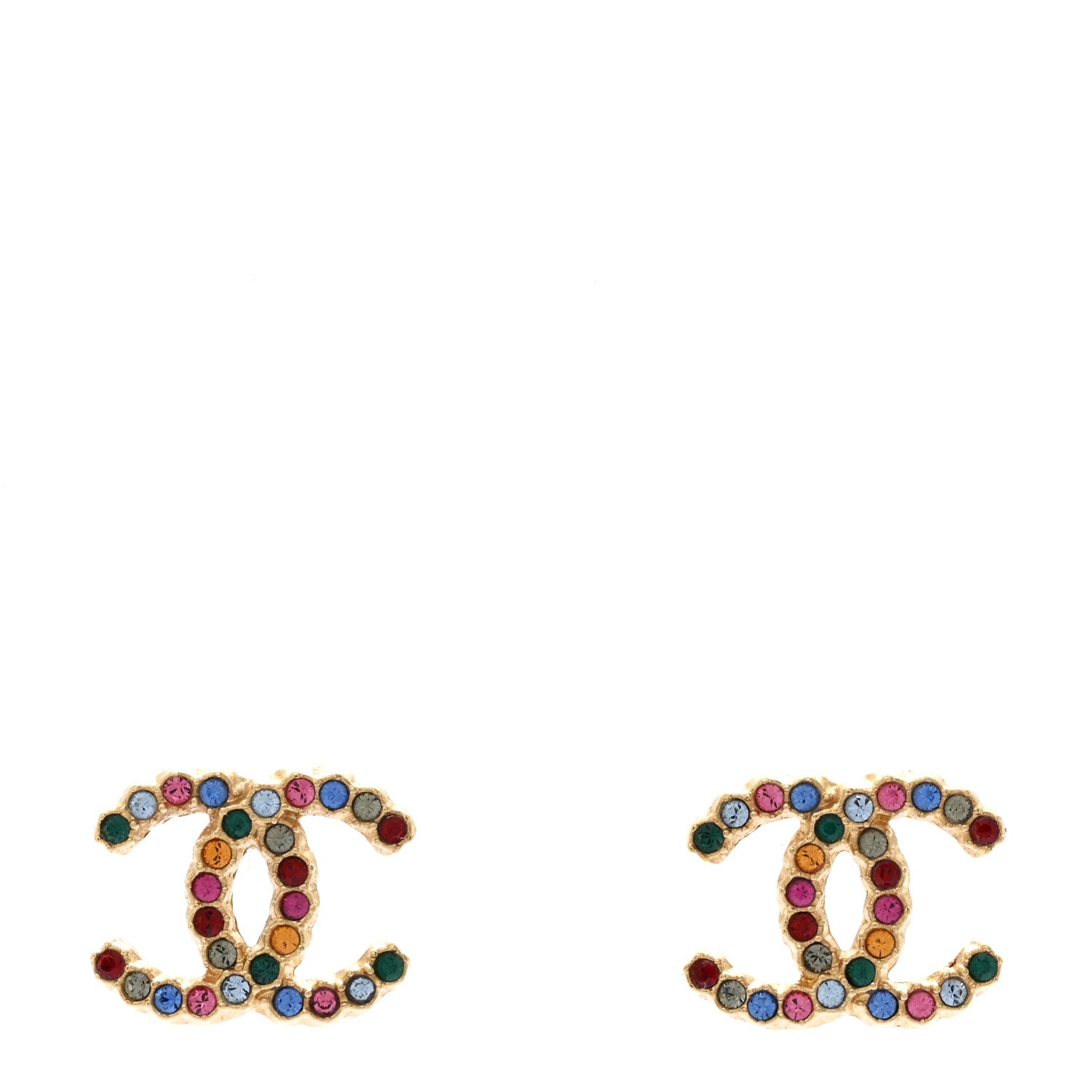 Chanel Crystal Over The Rainbow CC Earrings Gold Multicolor 1 of 5