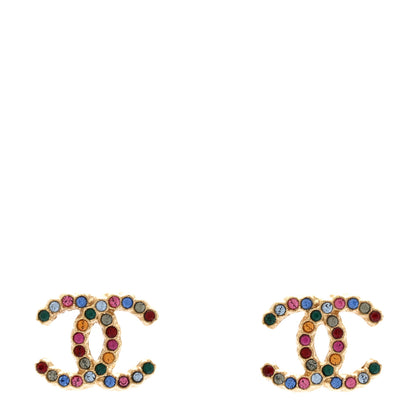 Chanel Crystal Over The Rainbow CC Earrings Gold Multicolor 1 of 5