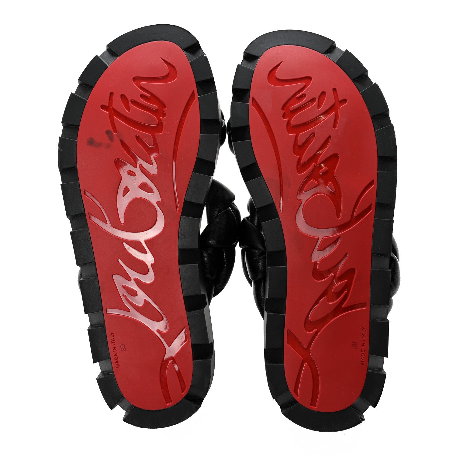 Christian Louboutin Calfskin Braided Just Brio Slide Sandals 39 Black 5 of 10