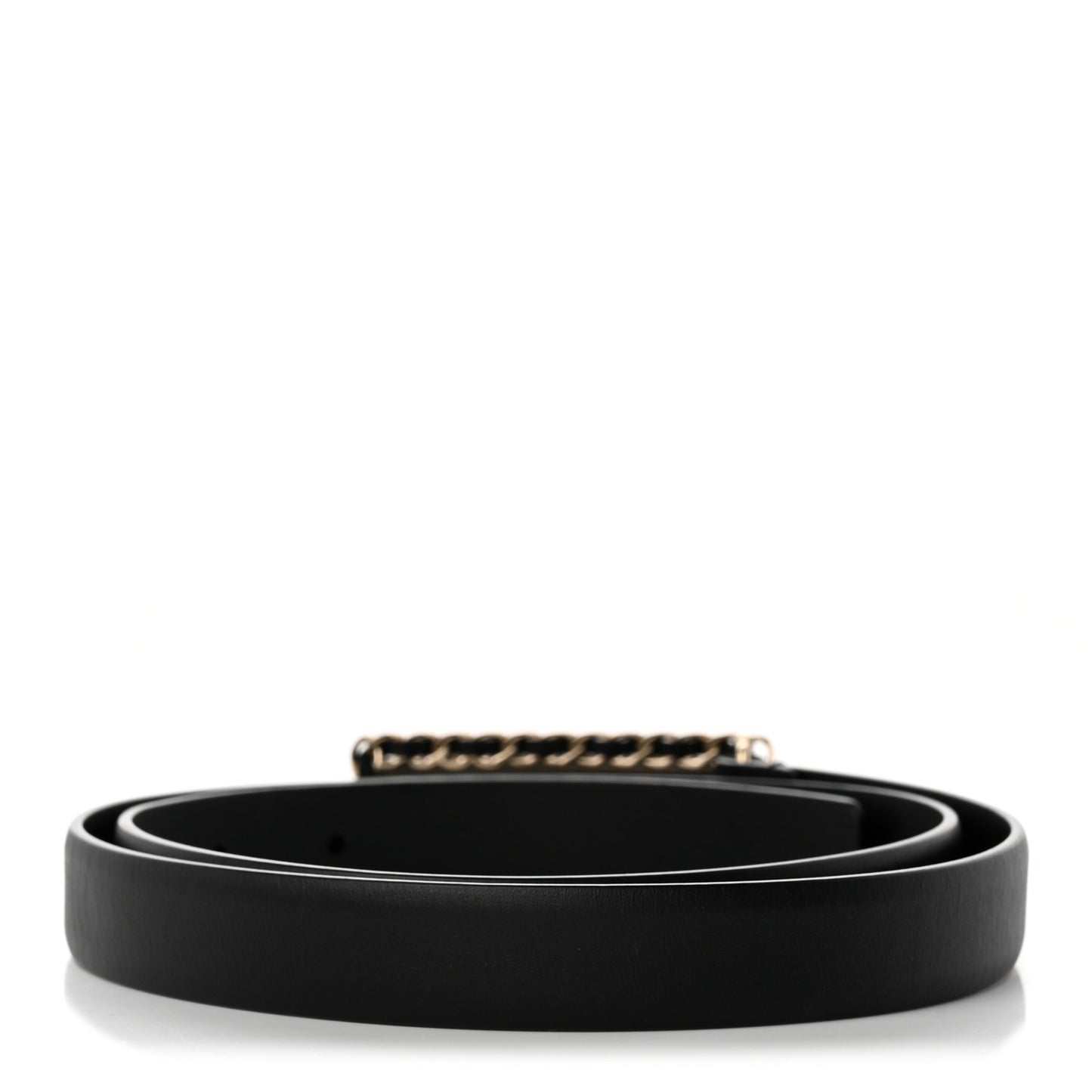 Calfskin CC Chain Logo Belt 80 32 Black