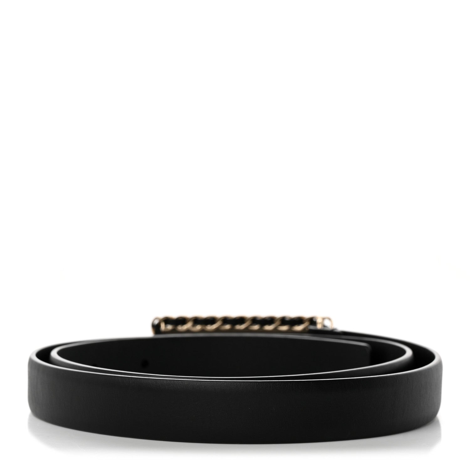 Chanel Calfskin CC Chain Logo Belt 80 32 Black 2 of 8