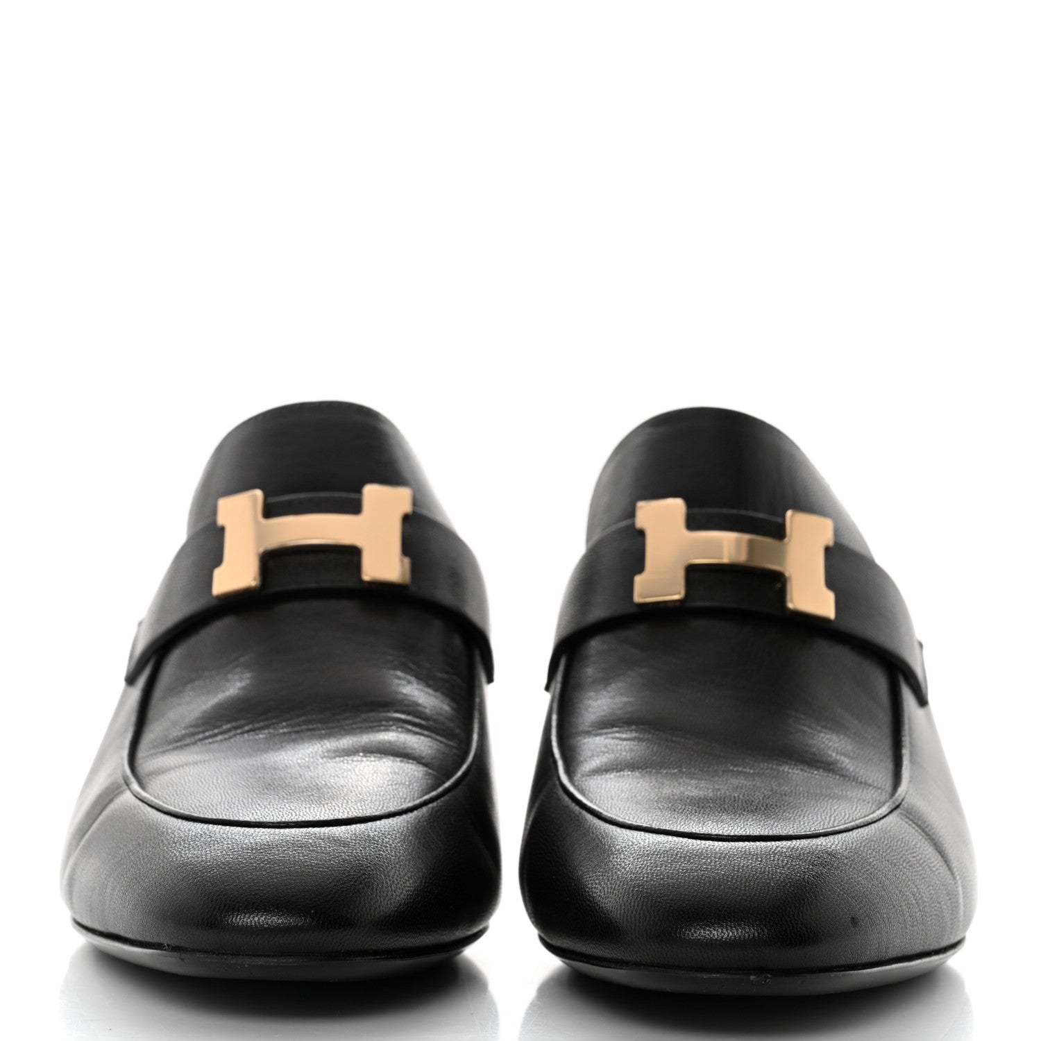 Hermes Goatskin Paradis Mules 37.5 Black 2 of 8